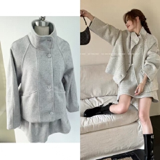 批发冬季新款高级感气质减龄套装时髦羊毛外套+<b class='q'>蓬蓬</b>半身裙品质两件套