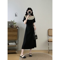 批发实拍<b class='q'>大码</b>女装2026夏季新款法式赫本风轻奢气质时尚开叉显瘦连衣裙