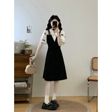 批发实拍<b class='q'>大码</b>女装2026夏季新款洋气V领时尚气质显瘦胖MM假两件连衣裙