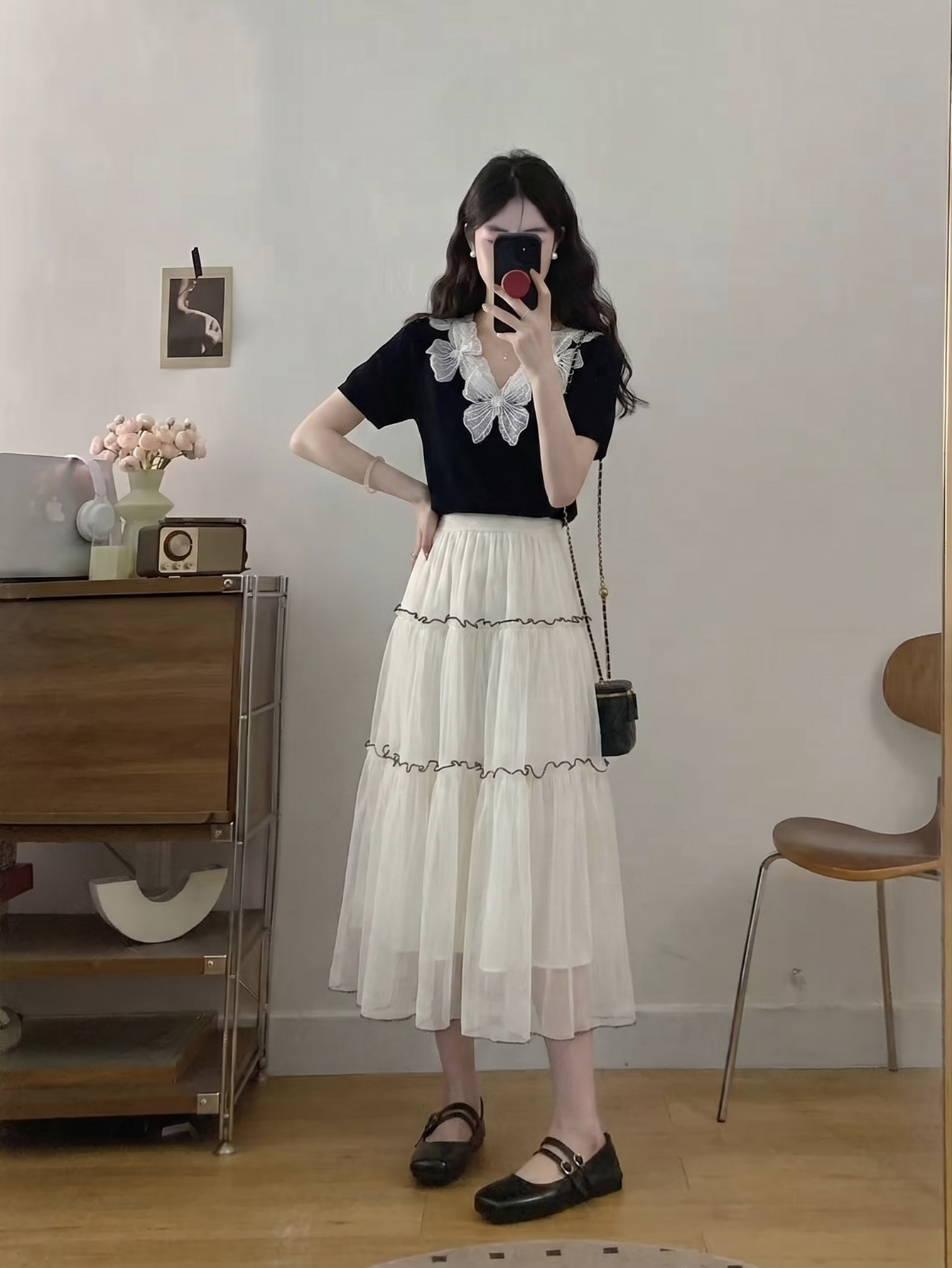 RY3992# 实拍大码女装2026夏季新款洋气花朵领显瘦遮肉百搭上衣+纱...