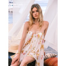 批发陈卓璇<b class='q'>同款</b>Sheer Luck Thiri高级感雪纺抹胸飘带短裙<b class='q'>连衣裙</b>女