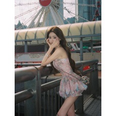 批发02/05 20:00 你的懒懒llan【白兰地花神】印花<b class='q'>连衣</b>裙+短裤套<b class='q'>装</b>女