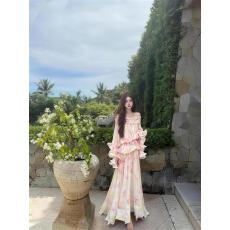 批发2026年春季法式度假风荷叶边雪纺ins风碎花显瘦仙女<b class='q'>连衣裙</b>