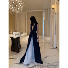 紫标航海系列V领连衣裙