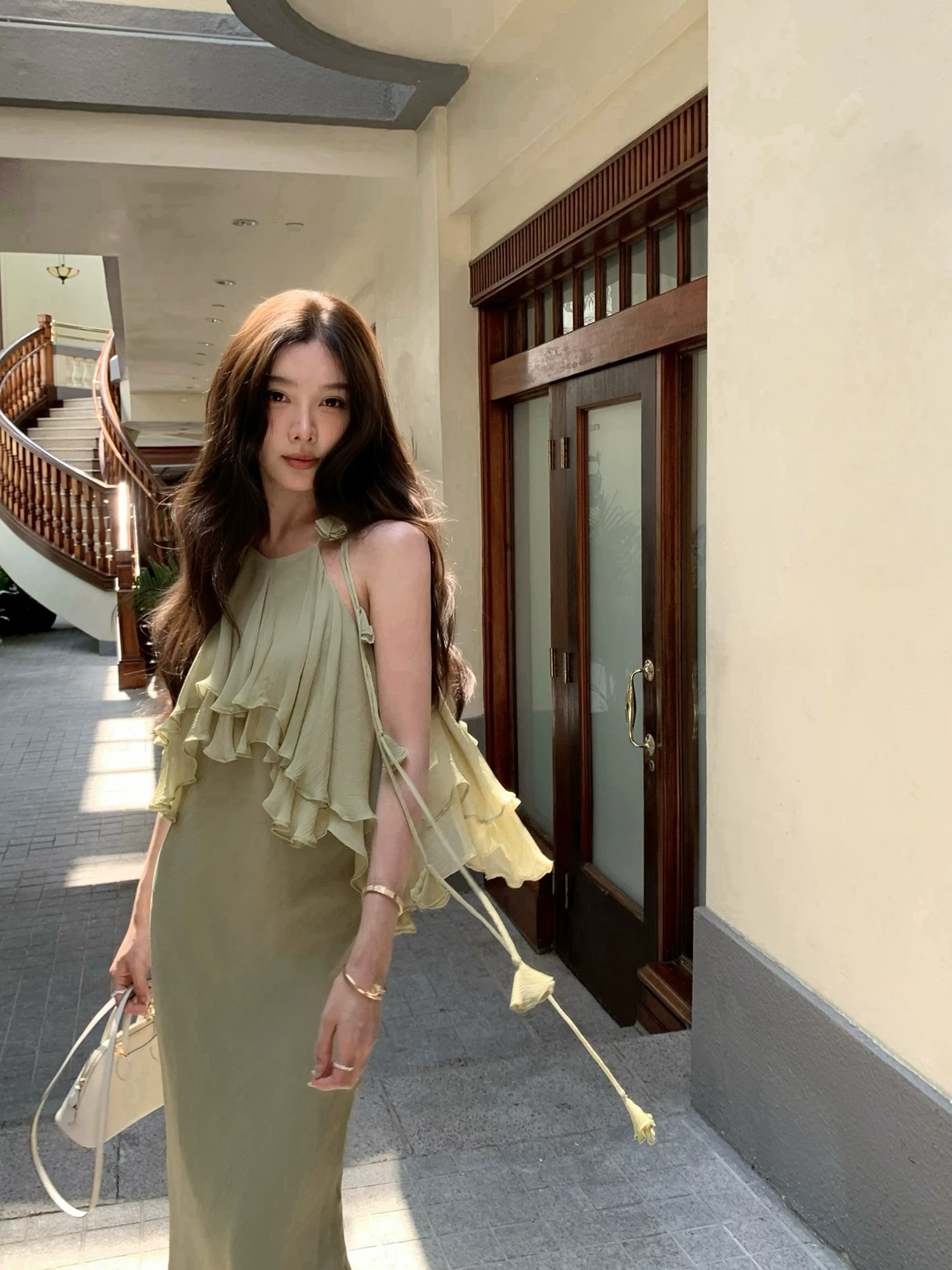 시 웨이 리앙 04 27 루 떠 다니는 꿈 나라 순수한 손 꽃 프릴 드레스