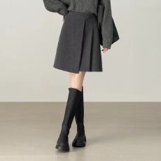 批发灰色<b class='q'>半身裙</b>女小个子超好看冬<b class='q'>裙</b>不规则呢子百褶短<b class='q'>裙</b>