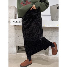 批发2025秋季新款韩版<b class='q'>复古</b>百搭宽松休闲金银印花丝绒长裙女