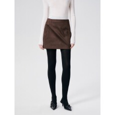 批发简约通勤环保麂皮绒面a字短裙秋冬百搭复古半身裙