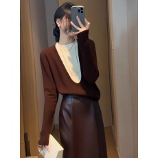 批发显瘦洋气小众气质百搭复古2025秋冬季新款独特别致深棕色<b class='q'>半身裙</b>女