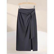 批发灰色西装<b class='q'>半身裙</b>女春秋2025新款设计感中长款<b class='q'>职业</b>开叉包臀裙子秋冬