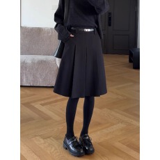 皮带半身裙西装中裙百搭直筒黑色包臀裙百褶裙
