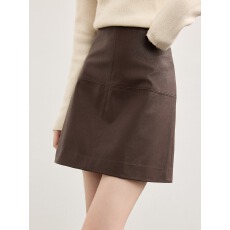 批发「仿生纹理皮<b class='q'>短裙</b>」十字分割a字半身裙女秋冬pu包臀小皮裙