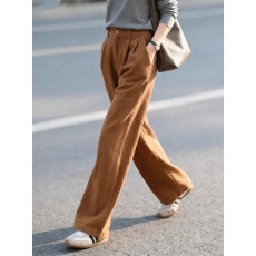 批发气质时尚美拉德高级感2025秋冬季高腰显瘦焦糖色直筒休闲阔腿裤女