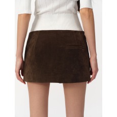 批发仿麂皮挺阔短款低腰直筒a字半身裙女修身显瘦防走光裙裤