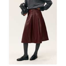 批发复古皮<b class='q'>裙</b>女秋冬气质叠摆高级垂感<b class='q'>伞</b><b class='q'>裙</b>高腰显瘦A字半身<b class='q'>裙</b>