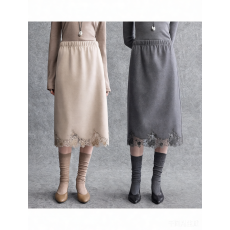 批发气质优雅 法式浪漫复古蕾丝拼接中腰直筒佰搭中长款橡筋半身<b class='q'>裙</b>