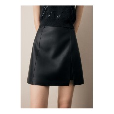 批发设计感极简半身皮<b class='q'>裙</b>女小个子2025夏新款复古时尚开衩a字<b class='q'>裙</b>