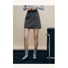 批发复古羊绒羊毛双面呢A字开衩半<b class='q'>裙</b>女冬季通勤小个子毛呢短<b class='q'>裙</b>