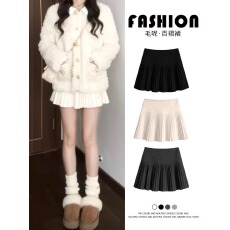 批发毛呢百褶裙女秋<b class='q'>冬</b>新款高腰显瘦加厚jk短裙小个子防走光a字半身裙