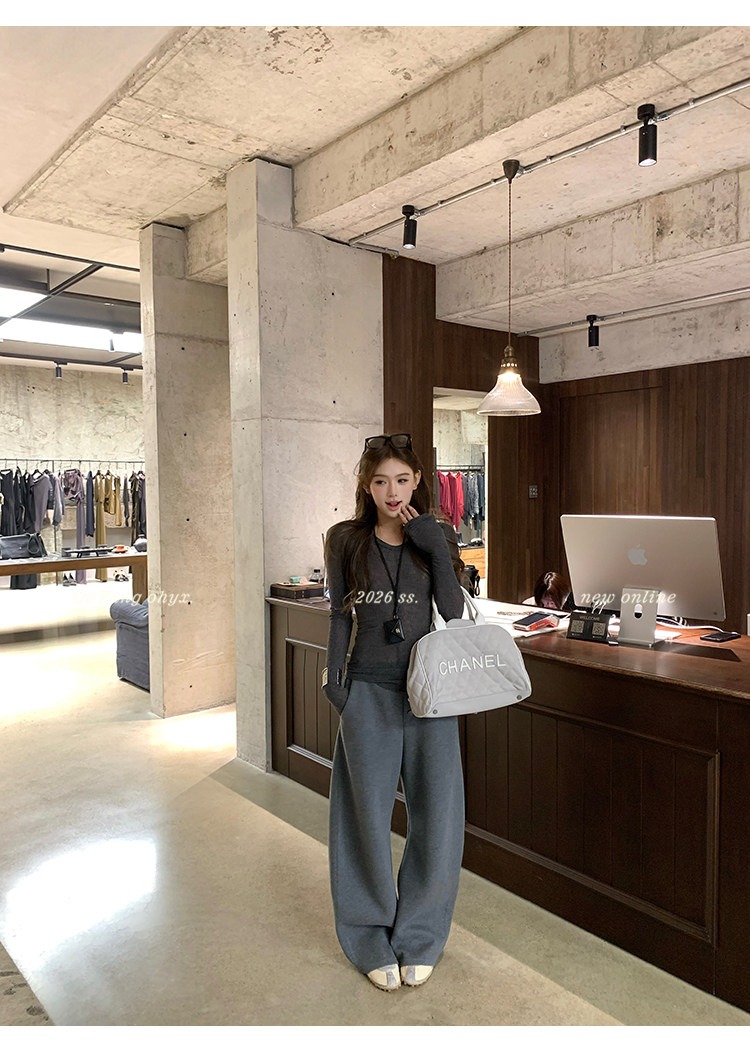 인생 모통이 칼 차가운 나 ~ 중 si 서비스 세련된 슬림해 보이는 넓은 다리 모통이 칼 바지 느긋한 루즈핏 캐주얼 바지