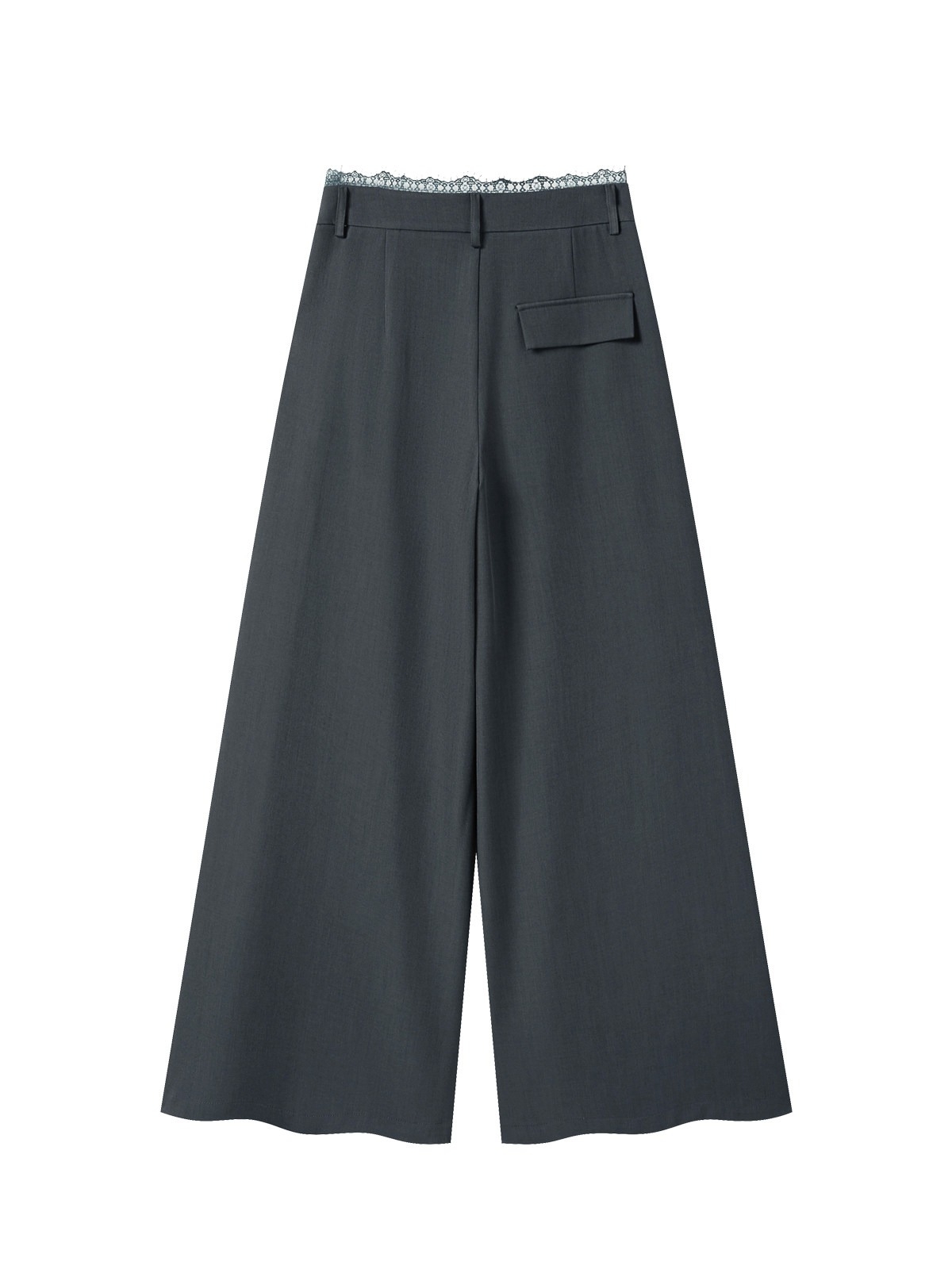 레트로 회색 레이스 도루 센스 캐주얼 바지 여성 여름 고급 센스 바닥 청소 넓은 다리 스트레이트 긴 바지