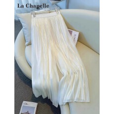 批发白色琉璃纱冰丝阔腿裤<b class='q'>裙</b>女夏季薄款<b class='q'>裙</b>裤高腰垂感休闲裤子