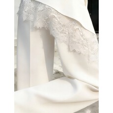 批发简约风白色蕾丝屁帘西装裤女2026年春季流行新款宽松大码直筒裤子