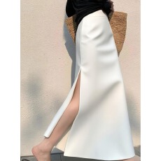 批发2026早春超火减龄梨型身材遮胯<b class='q'>裙子</b>超好看独特漂亮<b class='q'>白色</b>开叉半身裙