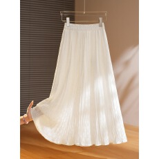 批发超好看淑女风网纱百褶半身<b class='q'>裙</b>女2026春夏款大摆显瘦米白色仙女<b class='q'>伞</b><b class='q'>裙</b>