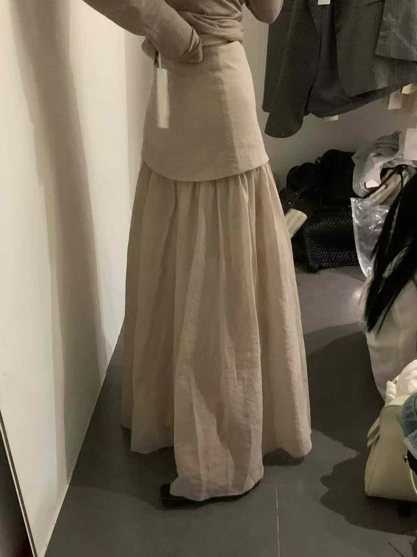 2026 봄 여름 새로운 한국 스타일 하이웨이스트 다용도 디자인 센스 이중층 치마 원사 반신 스커트 여성