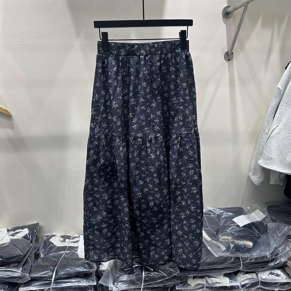 2026 봄 새로운 레트로 문예 하이웨이스트 슬림해 보이는 꽃무늬 반신 스커트 여성 레저 A라인 스커트 중간 길이 우산 치마