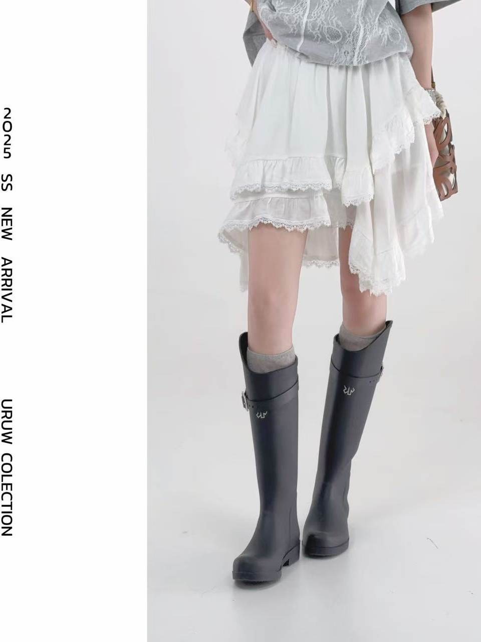 레이스 조각 화이트 반신 스커트 여성 여름 새로운 하이웨이스트 불규칙 짧은 치마