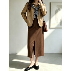批发通勤风高腰复古开叉半身<b class='q'>裙</b>女2026早秋气质中长款小众优雅知性半<b class='q'>裙</b>