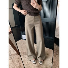 批发都市松弛感 复古卡其色阔腿显瘦百搭直筒西装休闲<b class='q'>长裤</b><b class='q'>女</b>