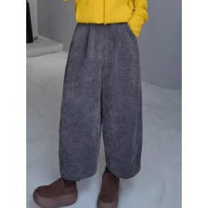 批发加绒毛呢九分裤女2025秋冬新款<b class='q'>大码</b>显瘦小个子九分宽松休闲奶奶裤