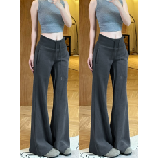 批发灰色辣妹美式微喇裤女春秋<b class='q'>夏</b>季2025新款休闲宽松显瘦运动喇叭裤子