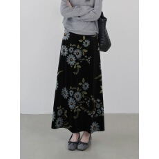 批发2025秋季新款新中式超仙遮肉高腰A字丝绒裙女气质印花显瘦半身裙