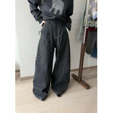 批发<b class='q'>欧洲站</b>2025秋季新款欧货编织飘带豹纹牛仔弯刀裤休闲百搭拖地裤