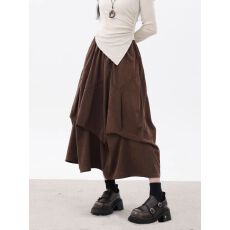 批发褶皱设计感A<b class='q'>字</b>灯芯绒<b class='q'>半身裙</b>