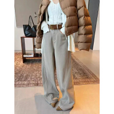 批发欧货新款奶茶灰咖 加绒加厚密密绒<b class='q'>直筒</b>小弯刀阔腿裤显瘦<b class='q'>牛仔裤</b>