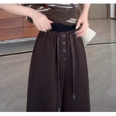 批发秋冬新款 加厚一体绒垂感宽松四粒扣口袋松紧腰卫裤 <b class='q'>运动</b>休闲长裤