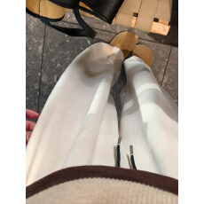 批发慵懒风米杏色阔腿裤女秋冬加绒大码<b class='q'>胖</b><b class='q'>mm</b><b class='q'>高腰</b>宽松显瘦直筒休闲裤子