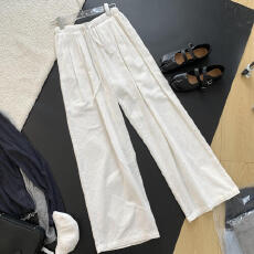 批发2026早春白色<b class='q'>全棉</b>阔腿裤