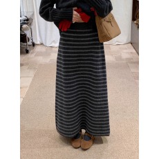 批发BRIVIN日系慵懒复古风针织条纹<b class='q'>半身裙</b>女冬长款高腰百搭显瘦A<b class='q'>字</b><b class='q'>裙</b>
