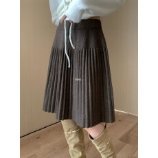 批发针织半身裙女秋冬百搭中裙百褶裙A字裙中长款显瘦垂感