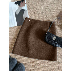 批发高级感纯色毛呢半身裙女灰色短裙2025秋冬韩系简约百搭A字包臀裙