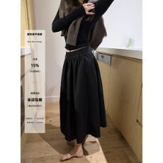 批发Xzz charmingl 挺括蓬蓬<b class='q'>裙</b>女秋冬季极简黑色<b class='q'>伞</b><b class='q'>裙</b>高级感西装半身<b class='q'>裙</b>