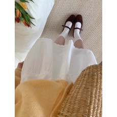 批发2026春夏韩系简约花边及膝裙复古芭蕾裙半身裙休闲<b class='q'>通勤</b>舒适A字裙