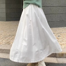 批发2026春季韩系甜美温柔风高腰显瘦木耳边中长款半身裙女高级感