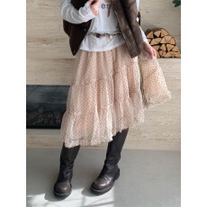 批发早春韩系不规则设计感网纱蓬蓬松紧腰中裙半身裙